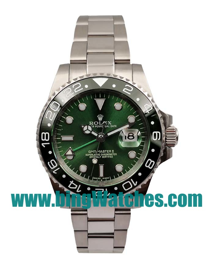 40 MM Swiss Made Rolex GMT-Master II 116610 LV Fake Watches With Green Dials For Men