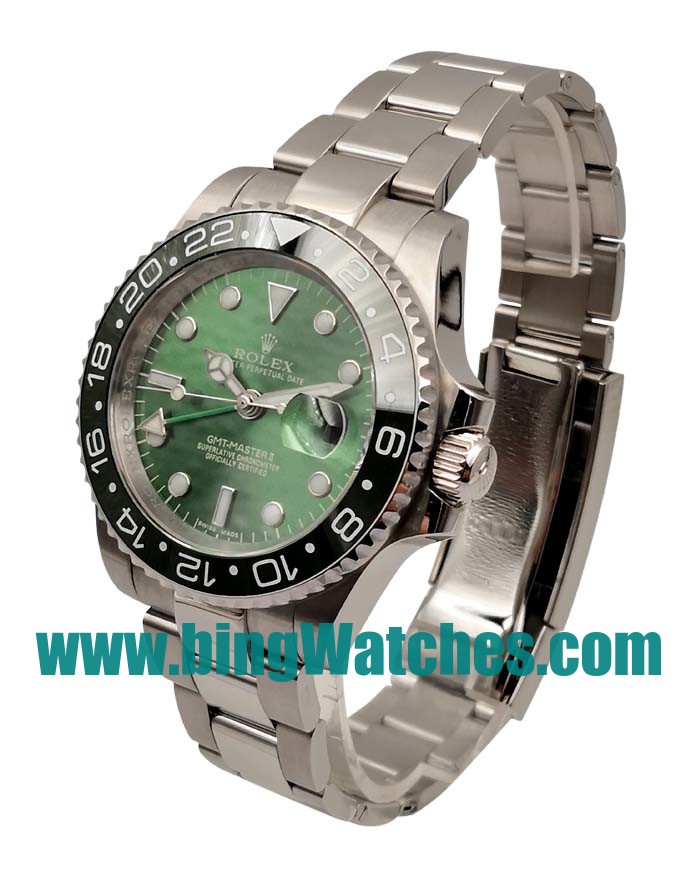 40 MM Swiss Made Rolex GMT-Master II 116610 LV Fake Watches With Green Dials For Men