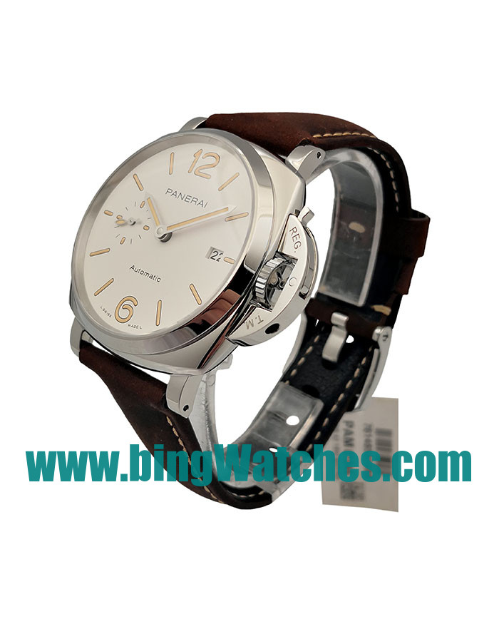 42 MM AAA Quality Panerai Luminor Due PAM01046 Fake Watches With White Dials For Men