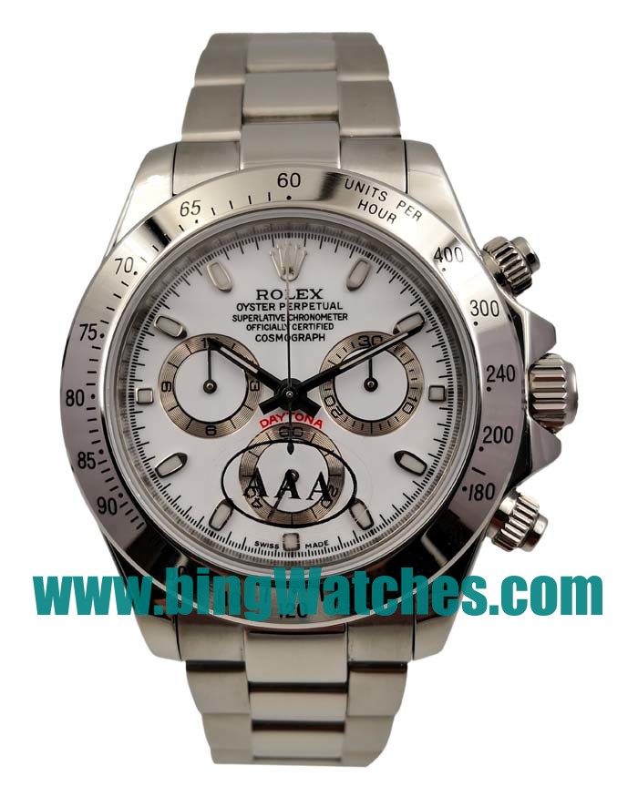 40 MM Swiss Made Rolex Daytona 116520 Fake Watches With White Dials For Men