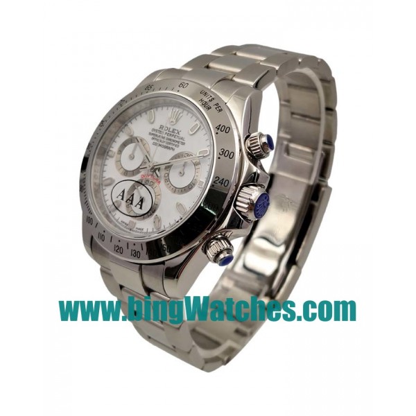 40 MM Swiss Made Rolex Daytona 116520 Fake Watches With White Dials For Men