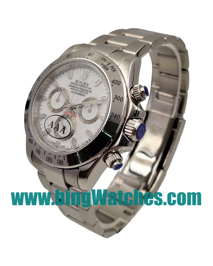 40 MM Swiss Made Rolex Daytona 116520 Fake Watches With White Dials For Men