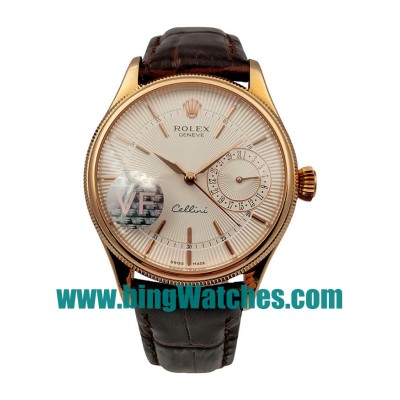 39 MM Swiss Made Rolex Cellini Date 50515 VF Fake Watches With White Dials For Men