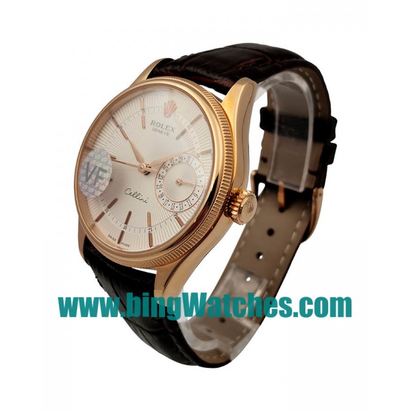 39 MM Swiss Made Rolex Cellini Date 50515 VF Fake Watches With White Dials For Men