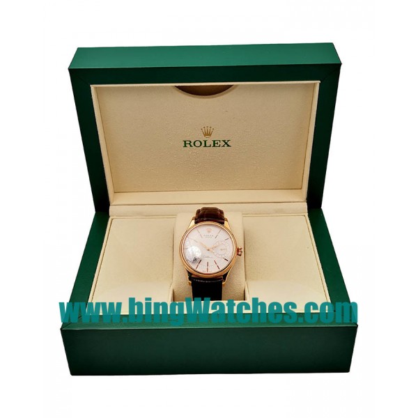 39 MM Swiss Made Rolex Cellini Date 50515 VF Fake Watches With White Dials For Men
