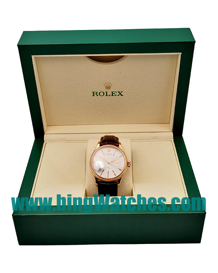 39 MM Swiss Made Rolex Cellini Date 50515 VF Fake Watches With White Dials For Men