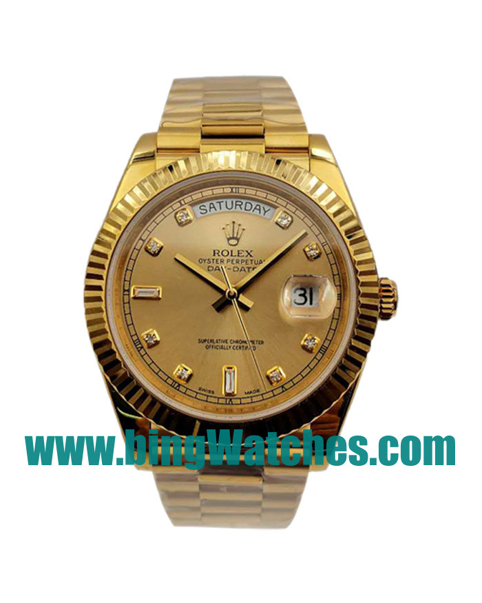 UK Perfect Replica Rolex Day-Date II 218238 With Champagne Dials For Men