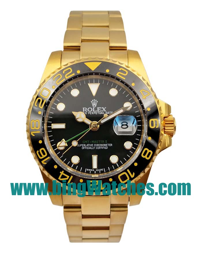 40 MM Swiss Made Rolex GMT-Master II 116718 LN Fake Watches With Black Dials For Men