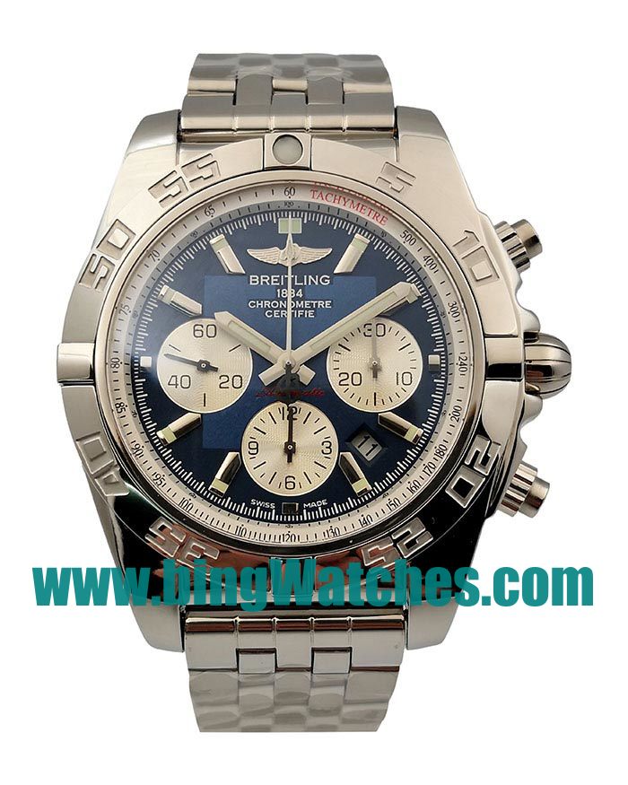 44 MM Swiss Made Breitling Chronomat A011C88PA Fake Watches With Blue Dials For Men