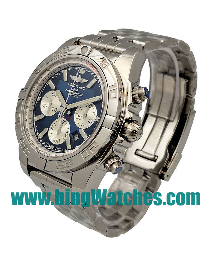 44 MM Swiss Made Breitling Chronomat A011C88PA Fake Watches With Blue Dials For Men