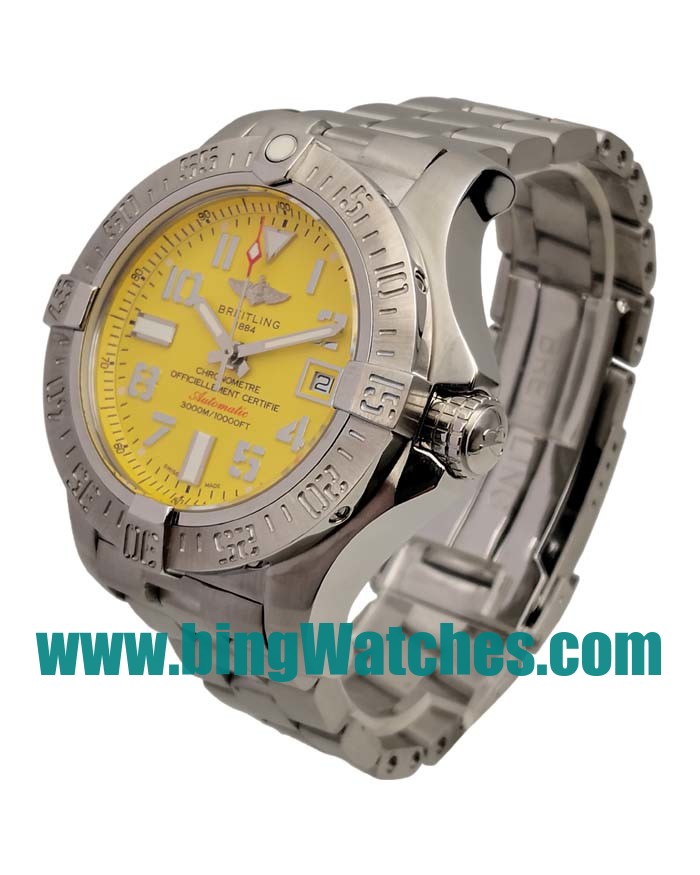 45 MM Swiss Made Breitling Avenger Seawolf A17331101I1A1 Fake Watches With Yellow Dials For Men