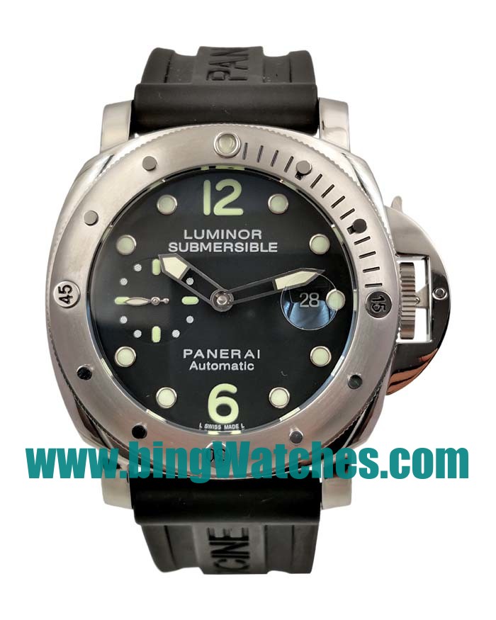 42.5 MM Black Dials Panerai Submersible PAM00024 Replica Watches With Steel Cases For Men